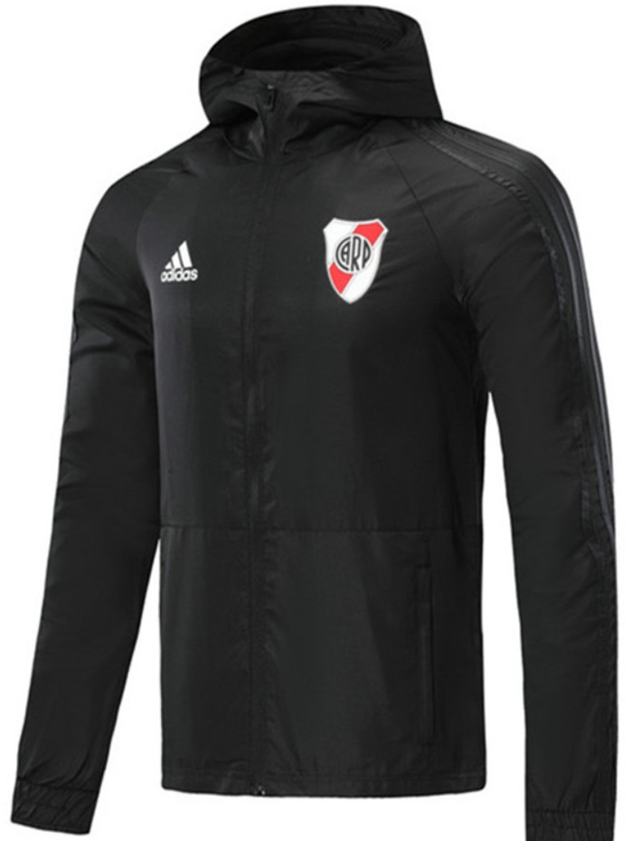 Jaqueta corta vento oficial Adidas River Plate 2020 2021 Preta